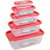Nayasa Gold Dust Airtight  - 1800 ml, 1100 ml, 680 ml, 300 ml, 150 ml Polypropylene Multi-purpose Storage Container (Pack of 5, Red, Clear)