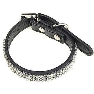 Neewer® Pet Dog Cat Faux Leather Collar With Rhinestone (S Size -Pink) (Black-S)