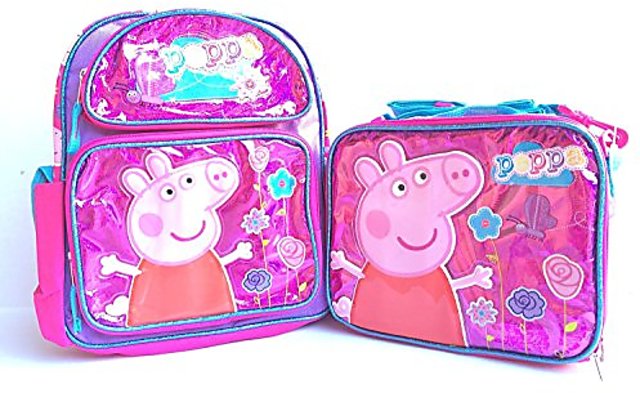 Peppa Pig 16 Backpack with Detachable Insulated Lunch Bag for Girls, Peppa  Pig