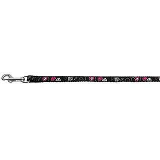 Mirage Pet Products Crazy Hearts Nylon Leash For Dogs And Cats, 3/8-Inch By 6-Feet, Black