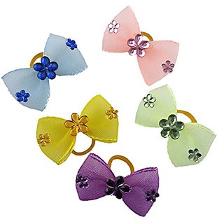 PET SHOW Flower Organza Pet Hair Bows Dog Cat Puppy Grooming Hair Accessories Pack Of 10