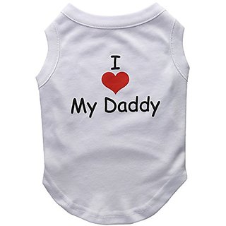 Mirage Pet Products 12-Inch I Love My Daddy Screen Print Shirts For Pets, Medium, White