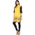 Mytri Yellow  Embroidered Chanderi 3/4th Sleeves   Kurta