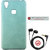 100 Microns Protective Leather Mobile Cover for VIVO V3 with Headphones in Teal Blue colour