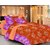 Always Plus Brown Floral Cotton Bedsheet (1 Double bedsheet With 2 Pillow Cover)with TC160