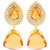 The99Jewel by JewelMaze Orange Kundan Pearl Goldn Plated Dangler Earrings-AAA1025