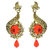 The99Jewel by JewelMaze Austrian Stone Red Drop Gold Plated Dangle Earrings-AAA0454