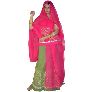 Buy Sunrise Paridhan Women's Pure Cotton Rajputi Dress/Poshak Material ...