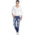 5EM Blue Cotton Blend Slim Fit Denim Jeans