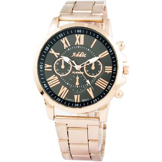 Buy Addic Round Dial Rose Gold Metal Strap Analog Watch For Women
