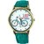 Addic Round Dial Green Leather Strap Analog Watch For Women