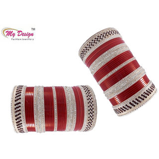 Buy My Design Fancy Bridal Punjabi Chura Maroon Wedding Bangles