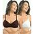 Lady silk associated seamless bra white and brown color