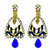 Kriaa by JewelMaze Austrian Stone Blue Meenakari Drop Peacock Gold Plated Dangle Earrings-AAA0474