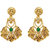 Kriaa by JewelMaze Zinc Alloy Gold Plated Green  White Austrian Stone Pota stone Dangle Earrings-AAA1171