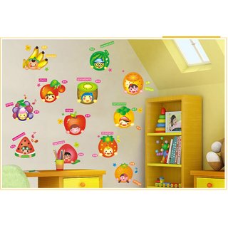Jaamso Royals 'Fruits with Cartoons' Wall Sticker (30 cm X 45 cm)