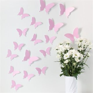 Jaamso Royals 'Light Pink 3D Butterflies' Wall Sticker (13 cm X 15 cm)