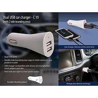 Assorted Colour Bullet Style Dual Usb Car Charger CODENk-8233