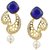 Kriaa by JewelMaze Austrian Stone Blue Gold Plated Pearl Drop Dangle Earrings-AAA0383