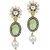 Kriaa by JewelMaze Austrian Stone Green Pearl Drop Gold Plated Dangle Earrings-AAA0416