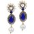 Kriaa by JewelMaze Blue Austrian Stone Pearl Drop Gold Plated Dangle Earrings-AAA0420