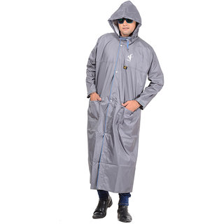 ALLWIN Raincoat Rainsuit Full Sleeve Coat with Detachable Hood Cap P 139AGREY
