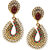 Kriaa by JewelMaze Maroon And Green Austrian Stone Pearl Antique Gold Plated Dangle Earrings -PAA0566