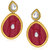 Kriaa by JewelMaze Kundan Pink Gold Plated Dangle Earrings -AAA0293