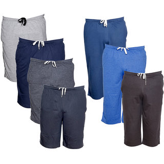 IndiWeaves Mens 3 Cotton 3/4 Capri and 4 Shorts/Barmuda Combo Offer (Pack of 7)_Multiple_Size:-32