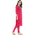 Jaipur Kurti Pink Printed Round Neck 3/4th Sleeve Cotton Kurta