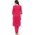 Jaipur Kurti Pink Printed Round Neck 3/4th Sleeve Cotton Kurta