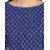 Jaipur Kurti Indigo Embroidered Round Neck Half Sleeve Cotton Kurta
