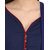 Jaipur Kurti Navy Blue Solid V-Neck Full Sleeve Cotton Kurta