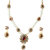 Kriaa by JewelMaze Maroon And Green Austrian Stone Pearl Gold Plated Necklace Set -PAA0067