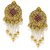 Zaveri Pearls Gold Filigree Ruby Semi Precious Stones Dangler Earrings - ZPFK5383