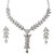 Kriaa By Jewelmaze White Austrian Stone Leaf Design Silver Plated Necklace 