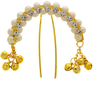 Anuradha Art Golden Finish Classy Shimmering Designer Classy Hair Accessories Brooch For Women/Girls