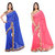 Aaina Pack of 2 Embroidered Faux Georgette Saree with Blouse (FL-Dani lase combo pack of 2-19)