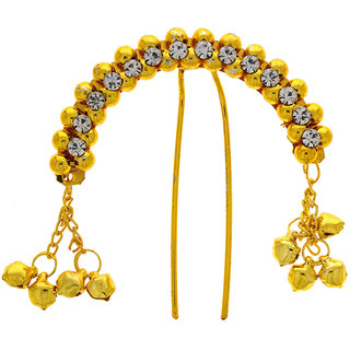 Anuradha Art Golden Finish Traditional Designer Classy Hair Accessories Brooch For Women/Girls