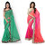 Aaina Pack of 2 Embroidered Faux Georgette Saree with Blouse (FL-Dani lase combo pack of 2-27)