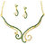 Kriaa by JewelMaze Green And White Austrian Stone Gold Plated Necklace Set-PAA0100