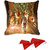 meSleep Multi  Christmas  Digitally Printed Cushion Cover (With Filling - 16x16 Inches) - With 2 Pcs Free Christmas Hats