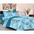 Always Plus Sky Blue Floral Double Bedsheet (1 Double bedsheet With 2 Pillow Cover)