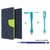 Wallet Flip cover for Micromax Canvas Play Q355  (BLUE) With Usb Fan & Usb Light & Stylus Touch Pen (Assorted Color)