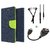 Wallet Flip cover for Micromax Canvas 4 A210  (BLUE) With Zipper Earphone(3.5mm) & Micro otg Cable(Assorted Color)