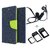 Wallet Flip cover for Micromax Canvas Play Q355  (BLUE) With Raag Earphone(3.5mm) & Nossy NanoSim Adapter(Assorted Color)