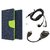 Wallet Flip cover for Micromax Canvas Juice 2 AQ5001  (BLUE) With Tarang Earphone & micro Otg cable (Assorted Color)