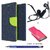 Wallet Flip cover for Lenovo A6000  (BLUE) With Earphone(3.5mm) & Memory Card Reader &  Stylus Touch Pen(Assorted Color)