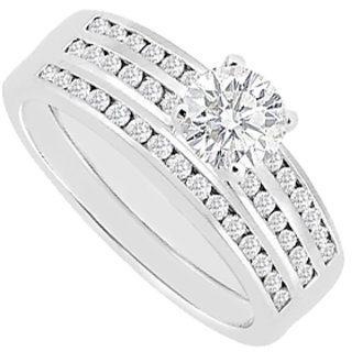 Diamond Engagement Ring In 14K White Gold 0.90 Carat Diamonds