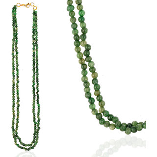 Be You Gorgeous Rhodium Plated Brass Green Color Beads Mala for Women